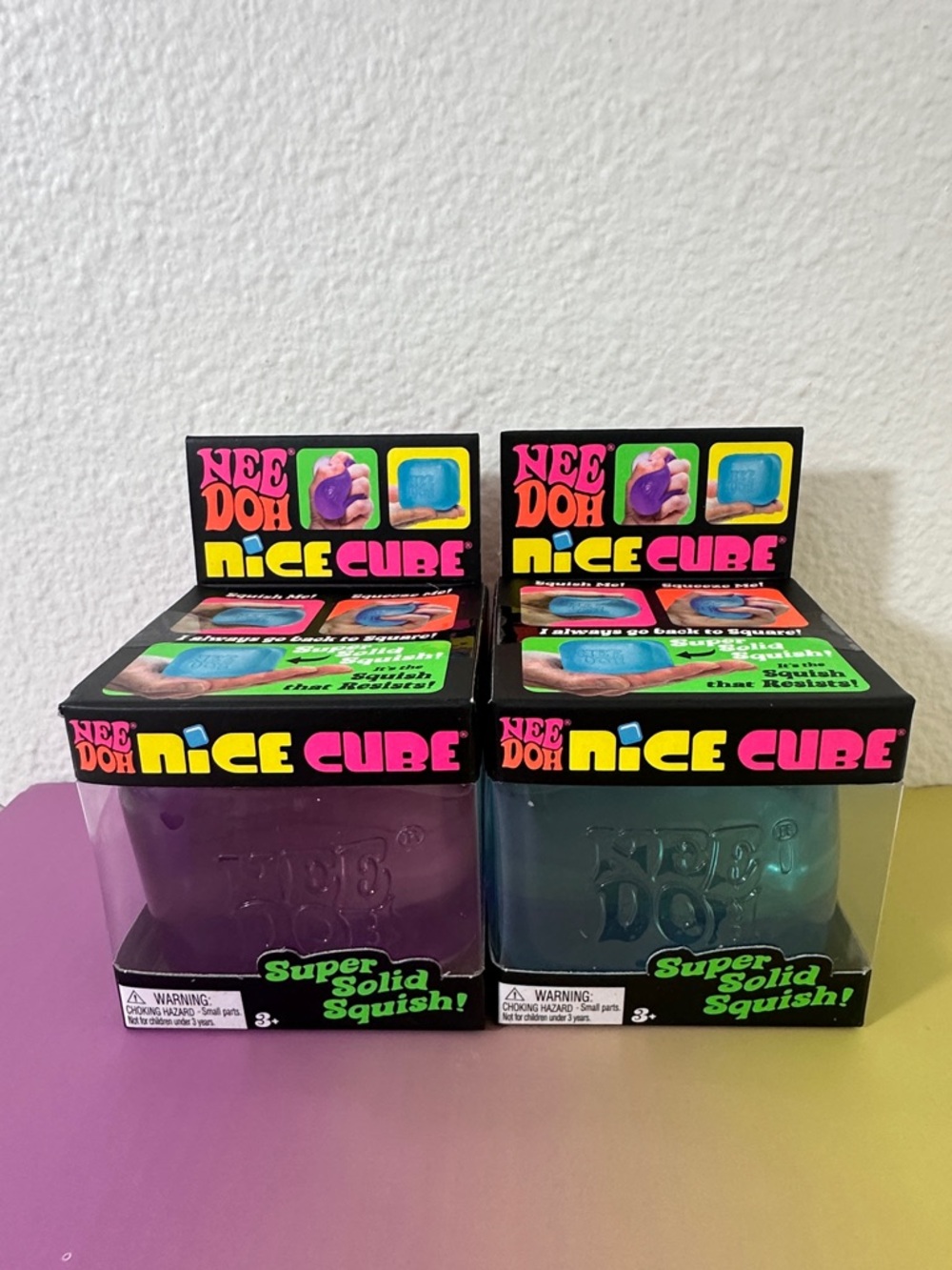 NeeDoh NICE CUBE Squishy Fidget Sensory Toy Purple & Blue TWO, NEW, Viral TikTok